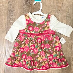 OSHKOSH Infant Girls Floral Corduroy Jumper Dress SZ 3 Mos NWT